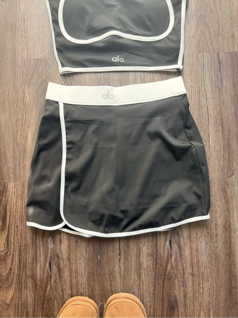 ALO Yoga Black and White Skirt Set